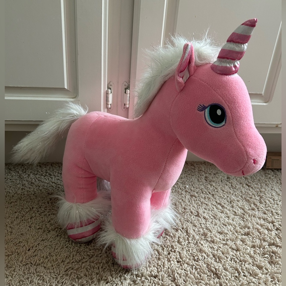Build-A-Bear Candy Cane Swirl pink 17” unicorn plush stuffed animal